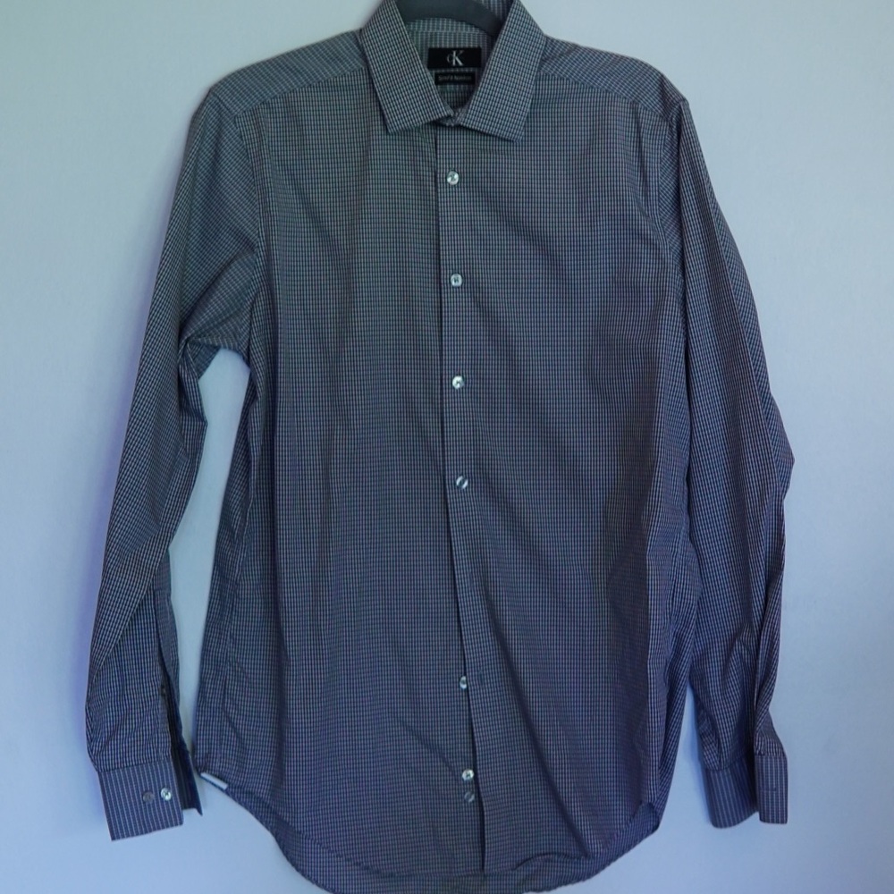 Calvin Klein Black and Gray Dress Shirt Classic Style